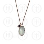 Silver Plain Rose Gold Plated Clear Stone Necklace (N-1097-AQ