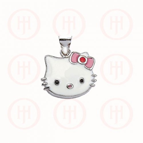 Silver Plain Assorted Hello Kitty Inspired Enamel Charm Pendant (P-1227)