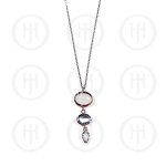 Silver Plain Blue Topaz Stone Necklace (N-1094)