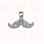 Silver CZ Mustache Charm Pendant (P-1219)