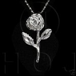 Silver Diamond Cut Flower Charm Rose (JB492)
