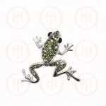 Silver CZ Swarovski Green Frog Pendant (P-1244)