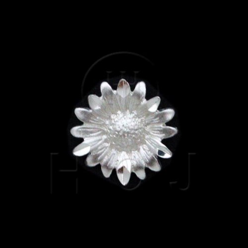 Silver Diamond Cut Flower Charm (C4370)