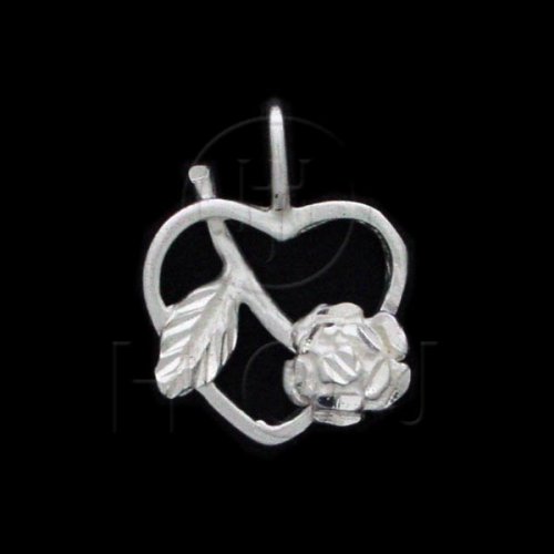 Silver Diamond Cut Flower Charm Rose (JB548)