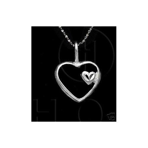 Silver Diamond Cut Heart Charm (C3109)
