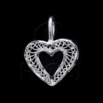 Silver Diamond Cut Heart Charm (C3982)