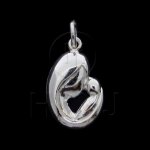 Silver DiamondCut Heart Charm Mom & Baby (C4822P)