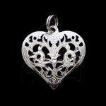 Silver Diamond Cut Heart Charm (C1269)