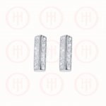 Silver Rhodium Plated Double CZ Bar Stud Earring (ST-1151)