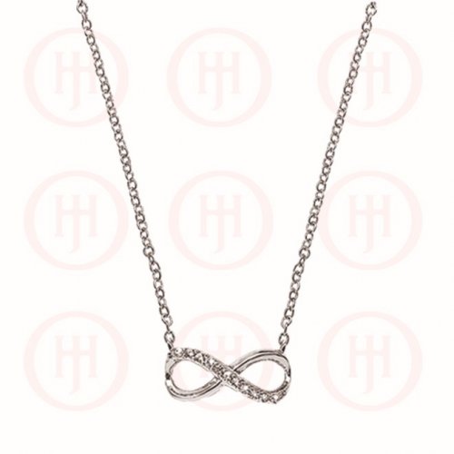 Silver Rhodium Plated Half CZ Infinity Necklace (N-1029)