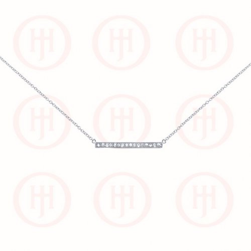 Sterling Silver CZ Bar Necklace (N-1104)