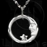 Silver Diamond Cut Charm Moon and Star (JB143)