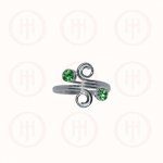 Silver CZ Crystal Toe Ring, Emerald (TR-1009-E)