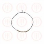 Silver Plain Ball Stretch Bracelet, Pearl (SB-1015)