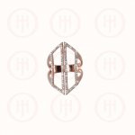 Silver Rose Gold Plated Long CZ Cuff Ring (R-1267-R)
