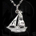 Silver Diamond Cut Nautical Charm Ship (JB179)