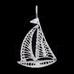 Silver Diamond Cut Nautical Charm Boat (JB510)
