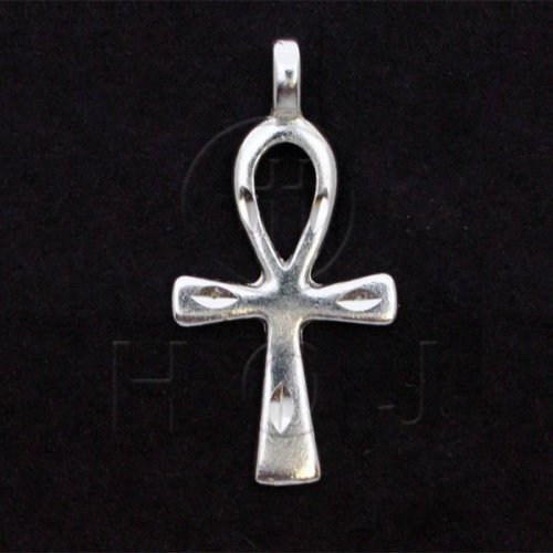 Silver DiamondCut Religious Charm Cross Ankh