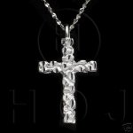 Silver Diamond Cut Religious Charm Cross (C1190)