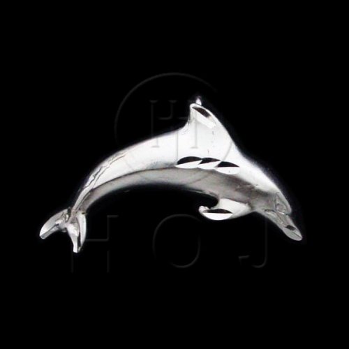 Silver Diamond Cut Nautical Animal Charm Dolphin (C1349)