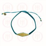 Silver Gold Plated Beads Teal Rope Bracelet Inspired by LinksofLondon (BR-1176-G)