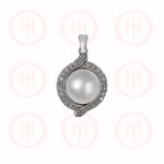 Silver Plain Pearl CZ Pendant  (P-1230)