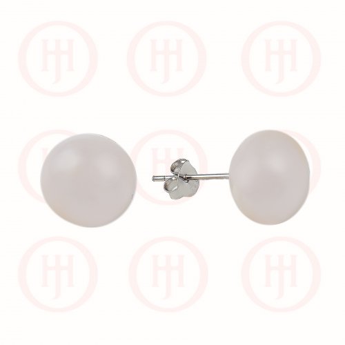 Silver Plain Stud Earrings Pearl ~10mm (ST-1045-10)