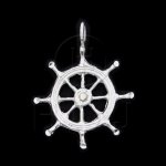Silver Diamond Cut Nautical Charm Ship Wheel (JB447)