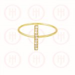 Silver Gold Plated Vertical CZ Bar Ring (R-1242-G)