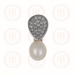 Silver CZ Raindrop with Pearl Pendant (P-1257)