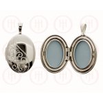 Silver Small Side Swirled Engraved Oval Locket (LOC-OE-1066)