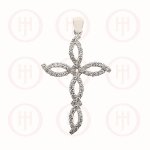 Silver Religious CZ Twisted Cross Pendant (CR-1062)