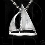Silver Diamond Cut Nautical Charm Sailboat (JB260)