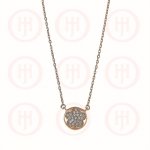 Sterling Silver Gold Colour Rhodium Plated CZ Flower Necklace (N-1140-G)