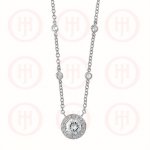 Silver Tiffany Inspired CZ by the Yard with CZ Pendant Rhodium Plated Necklace (N-1139)