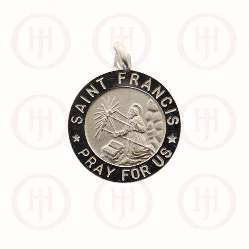 Silver Large Religious St. Francis Pendant (P-1285)