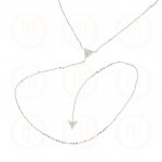 Sterling Silver CZ Triangle and Arrow Lariat Rhodium Plated Necklace (N-1038)