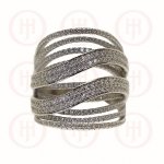 Silver Two Waves & Rungs CZ Ring (R-1248)