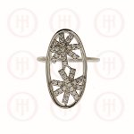 Silver Two Flower CZ Finger Ring (R-1303)