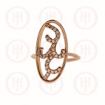 Silver Two Flower CZ Finger Ring Rose Gold Plated (R-1303-R)