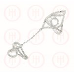 Silver CZ Twists & Waves Single Chain Link Ring (R-1315)