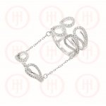 Silver CZ Raindrop Double Chain Link Ring (R-1318)