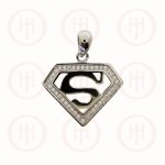 Silver CZ Superman Pendant (P-1282)