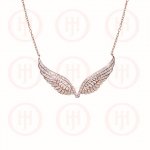 Sterling Silver CZ Angel Wings Necklace (N-1133)