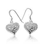 Silver Plain Heart Puff Dangle Earrings (ER-1050)