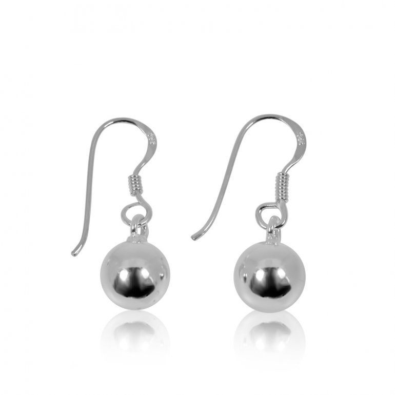 Silver Dangle Ball Earrings 8mm (ER-1019-8) - House of Jewellery