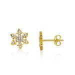 Silver Assorted CZ Snowflake Stud Earrings (ST-1133)