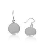 Plain Sterling Silver Satin-Finished Circle Dangle Earrings (ER-1047)