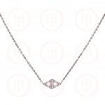 Sterling Silver CZ Double Triangle Rhodium Plated Necklace (N-1044)
