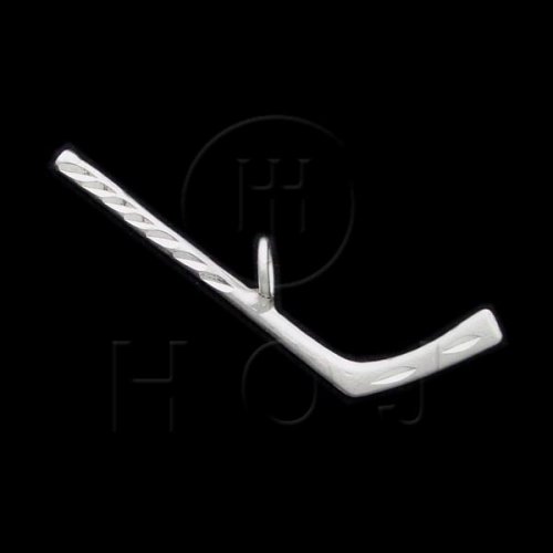 Silver Diamond Cut Sports Charm Hockey Stick (JB530)